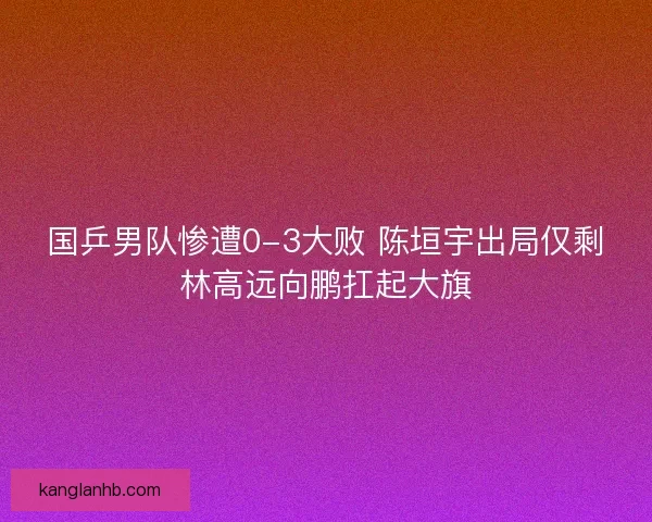 国乒男队惨遭0-3大败 陈垣宇出局仅剩林高远向鹏扛起大旗